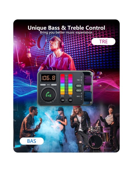 Adaptador Bluetooth LENCENT MT03 para Coche con Carga Rápida