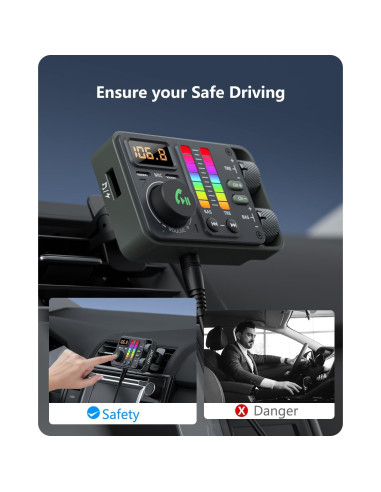 Adaptador Bluetooth LENCENT MT03 para Coche con Carga Rápida