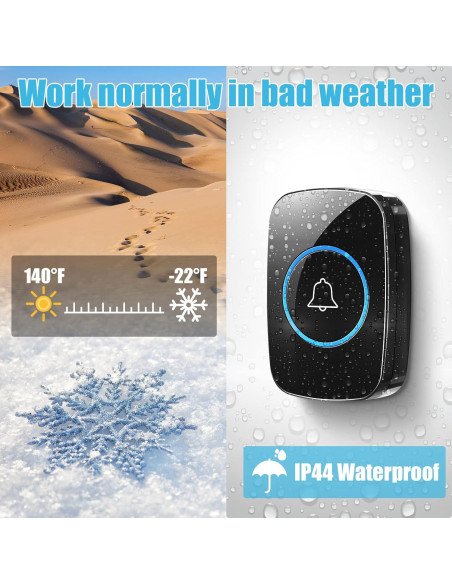 Kit Timbre Inalámbrico Fabbay 8 Piezas 1000 m 60 Melodías