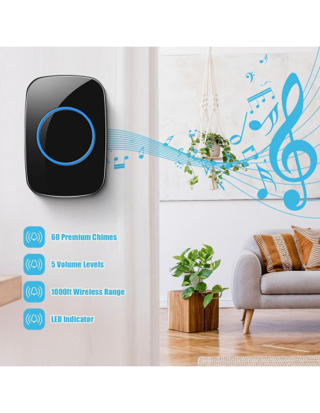 Kit Timbre Inalámbrico Fabbay 8 Piezas 1000 m 60 Melodías