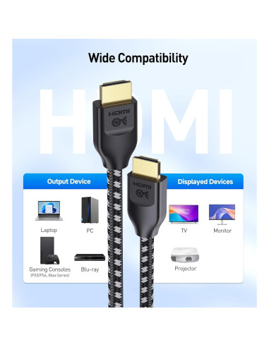 Cable HDMI 8K Trenzado Cable Matters 2m 48Gbps HDR Negro