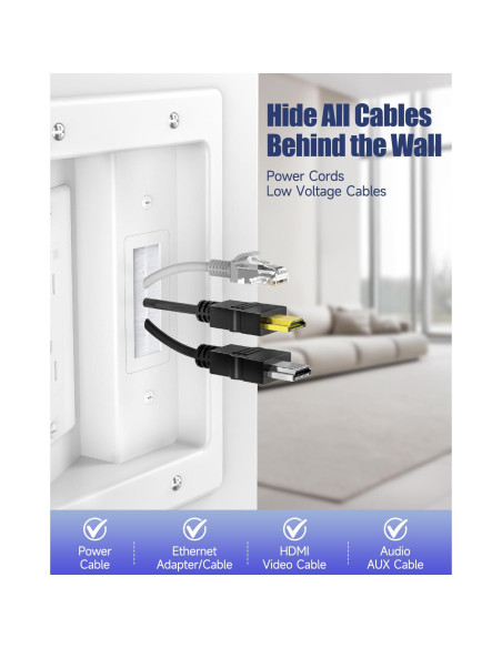 Kit de gestión de cables en la pared ZEXMTE blanco 20x15.6cm