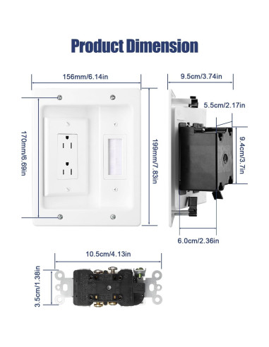 Kit de gestión de cables en la pared ZEXMTE blanco 20x15.6cm
