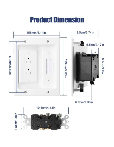 Kit de gestión de cables en la pared ZEXMTE blanco 20x15.6cm