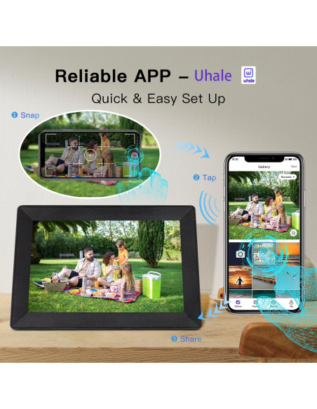 Marco de fotos digital Uhale 10.1" HD WiFi 16GB táctil