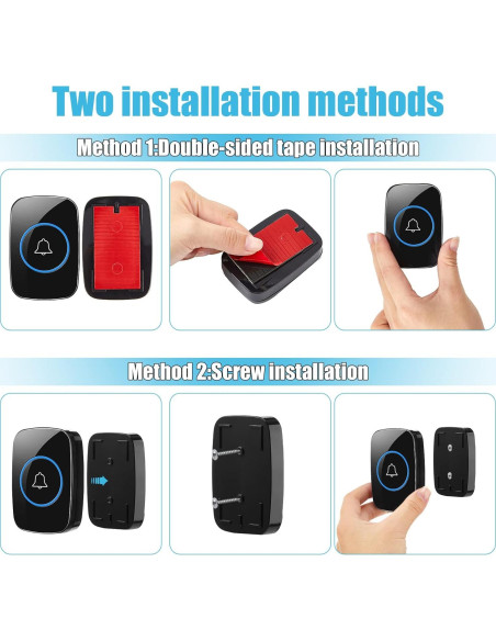 Kit Timbre Inalámbrico Fabbay 8 Piezas 1000 m 60 Melodías