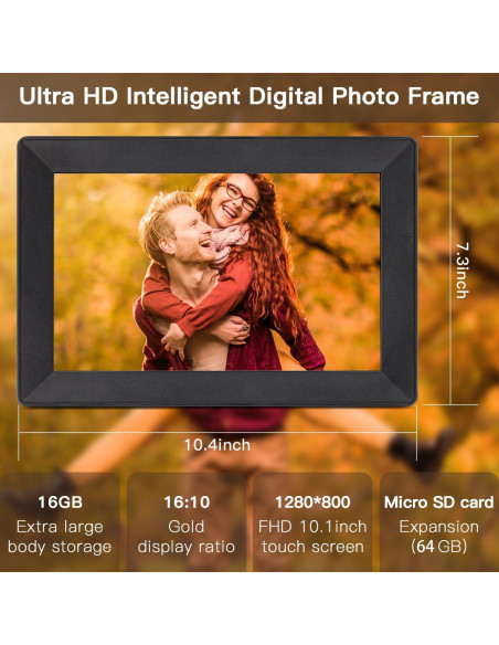 Marco de fotos digital Uhale 10.1" HD WiFi 16GB táctil