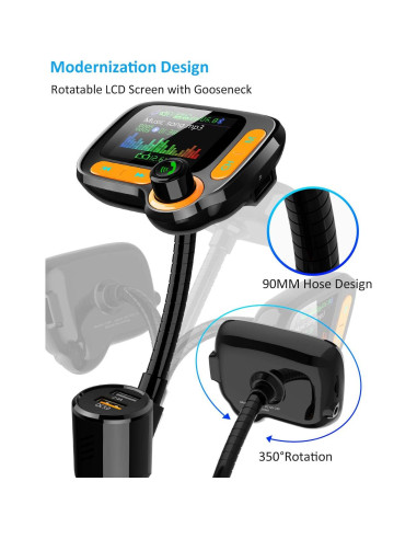 Adaptador Bluetooth FM TSNAM con Pantalla 1.8" y Cargador USB