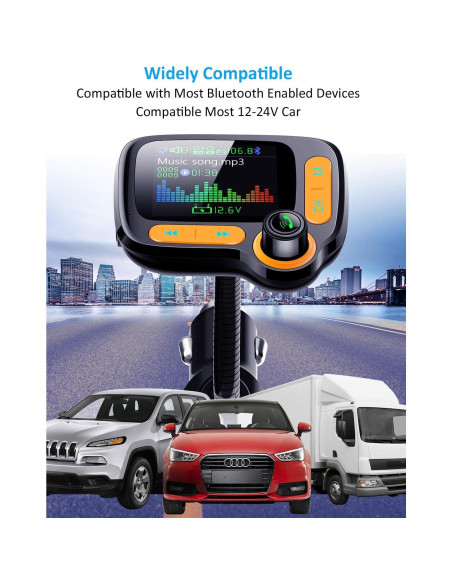 Adaptador Bluetooth FM TSNAM con Pantalla 1.8" y Cargador USB