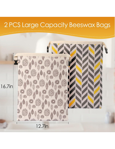Bolsas de Pan de Cera de Abeja PTYTIFY XL 33x43 cm - 2 Unidades