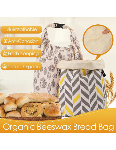 Bolsas de Pan de Cera de Abeja PTYTIFY XL 33x43 cm - 2 Unidades