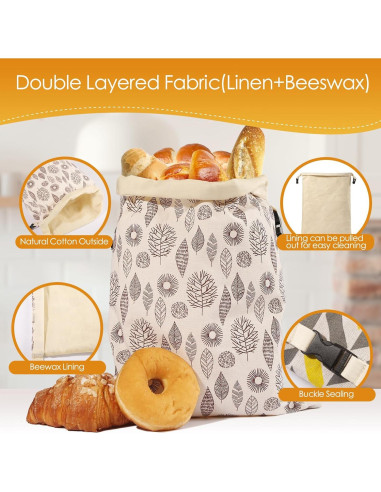 Bolsas de Pan de Cera de Abeja PTYTIFY XL 33x43 cm - 2 Unidades