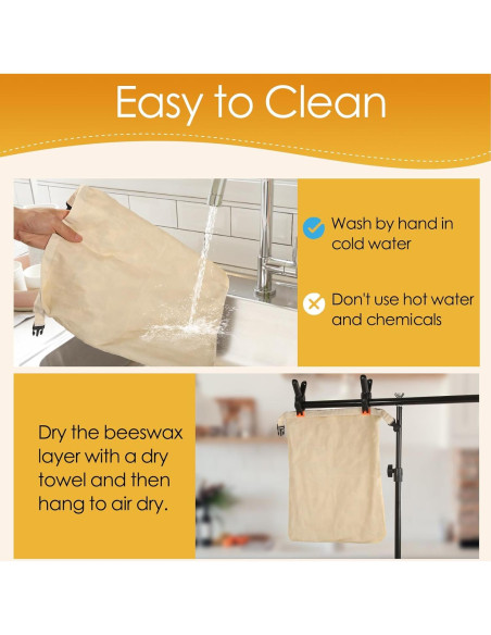 Bolsas de Pan de Cera de Abeja PTYTIFY XL 33x43 cm - 2 Unidades