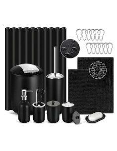 Juego de Accesorios de Baño Completo ALPIRIRAL Negro 22 Piezas
