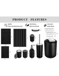 Juego de Accesorios de Baño Completo ALPIRIRAL Negro 22 Piezas 2