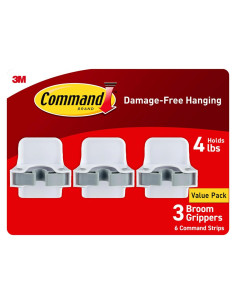 Soporte de pared para escobas Command - 3 ganchos, 1.81 kg