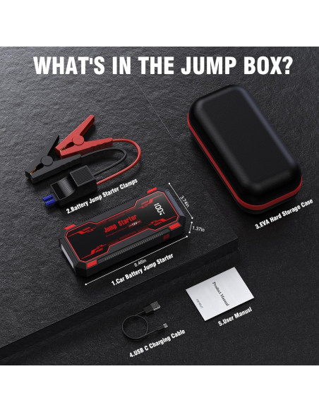 Arrancador de Batería GKUTW 6000A 12V con Linterna LED