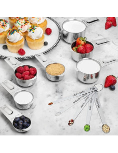 Juego de 12 Piezas de Tazas y Cucharas Medidoras YUNNKEEY 2