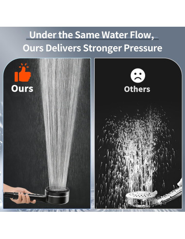 Cabezal de Ducha de Mano QKOQKO con Manguera 60" y 4 Modos
