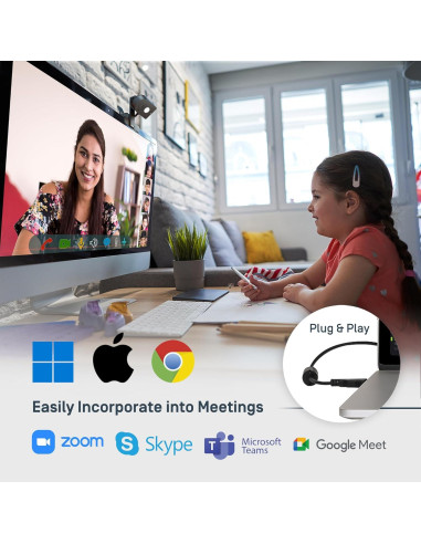 IPEVO Webcam MP-8M 4K USB con Micrófono AI y Luz LED