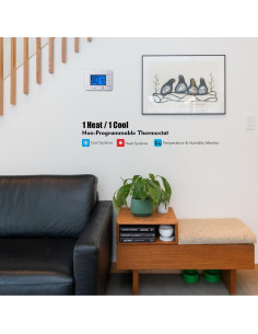 Termostato No Programable Mroinge M701 1H/1C Pantalla LCD Azul 2