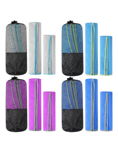 Oudain Toallas de Secado Rápido Microfibra 8 Piezas 2 Tamaños