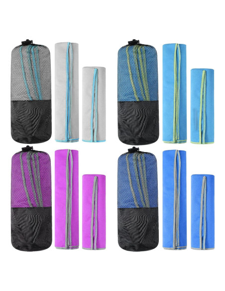 Oudain Toallas de Secado Rápido Microfibra 8 Piezas 2 Tamaños