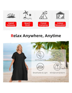 Poncho de Surf Abahub L Negro Microfibra Secado Rápido 2