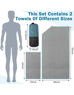 Oudain Toallas de Secado Rápido Microfibra 8 Piezas 2 Tamaños 2