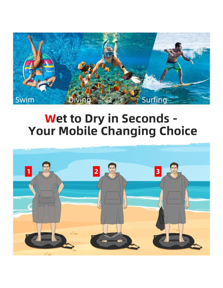 Poncho de Surf Abahub L Negro Microfibra Secado Rápido