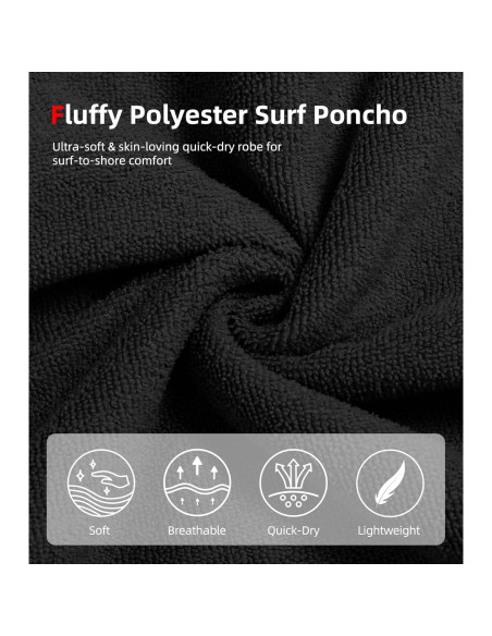 Poncho de Surf Abahub L Negro Microfibra Secado Rápido