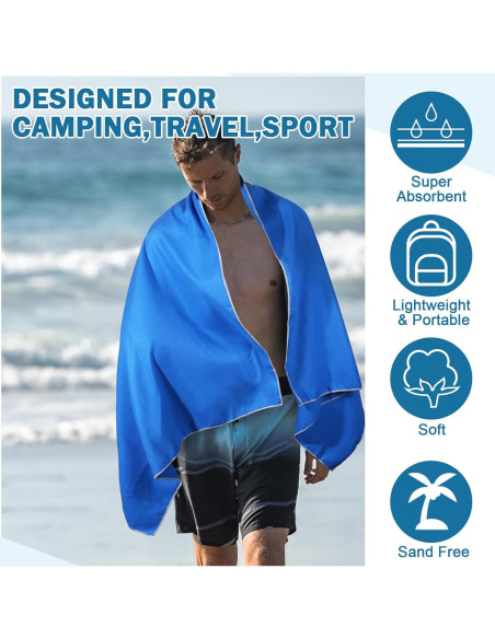 Oudain Toallas de Secado Rápido Microfibra 8 Piezas 2 Tamaños