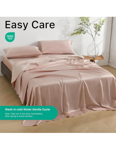 Juego de Sábanas Queen NATUREFIELD 4 Piezas Seda Bambú