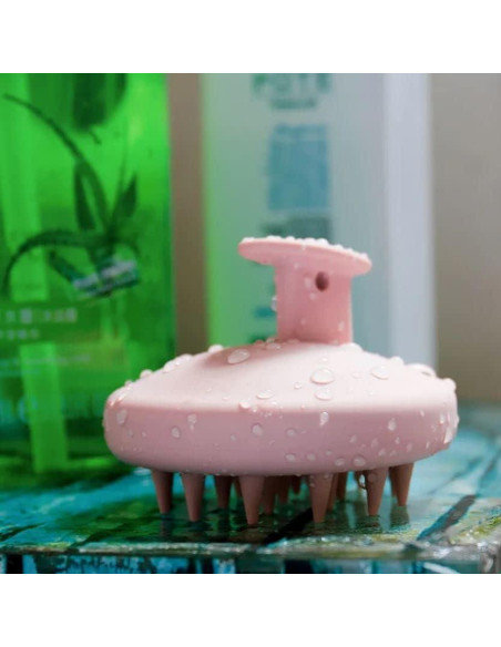 Cepillo Masajeador de Cuero Cabelludo Topmed ETS Rosa - Cerdas de Silicona Suave