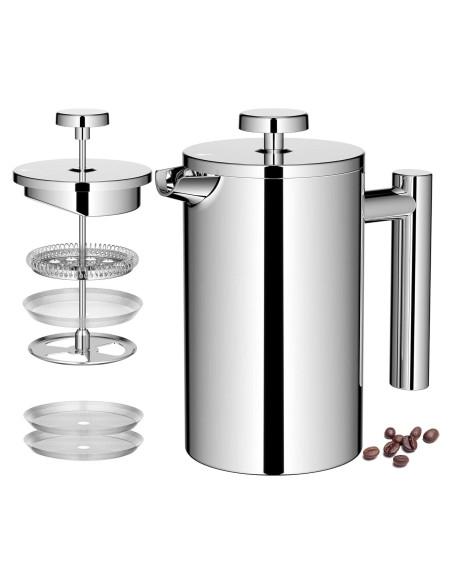 Cafetera Prensa Francesa Miuly 600ML Acero Inoxidable Doble Pared