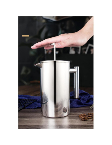 Cafetera Prensa Francesa Miuly 600ML Acero Inoxidable Doble Pared