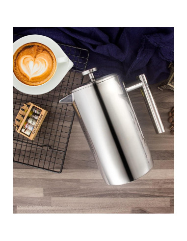 Cafetera Prensa Francesa Miuly 600ML Acero Inoxidable Doble Pared