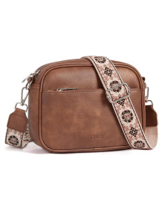 Bolso Cruzado CLUCI de Cuero Vegano para Mujeres - Marrón