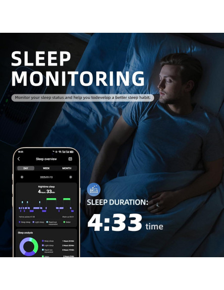 Anillo Inteligente Govllfoz 7 Negro Mate - Fitness, Sueño, Salud