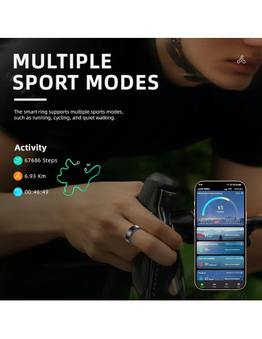 Anillo Inteligente Govllfoz 7 Negro Mate - Fitness, Sueño, Salud