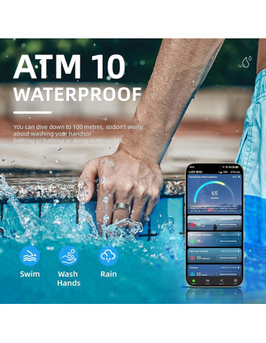 Anillo Inteligente Govllfoz 7 Negro Mate - Fitness, Sueño, Salud