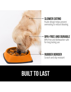 Tazón Interactivo para Perros y Gatos Gorilla Grip 2 Tazas Naranja 2