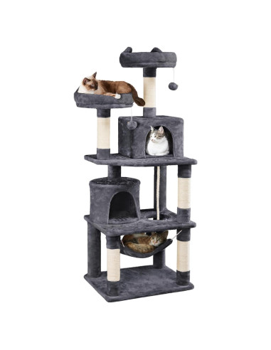 Torre para Gatos Yaheetech 158.75cm con Hamaca y Rascadores