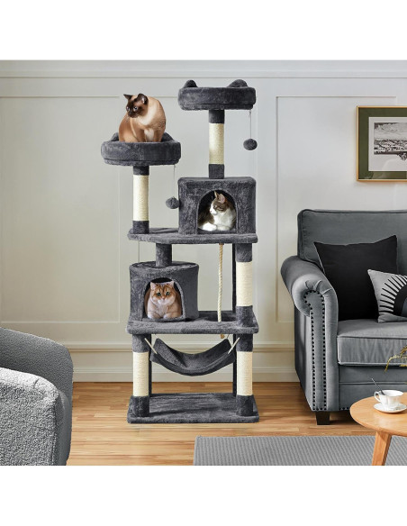 Torre para Gatos Yaheetech 158.75cm con Hamaca y Rascadores