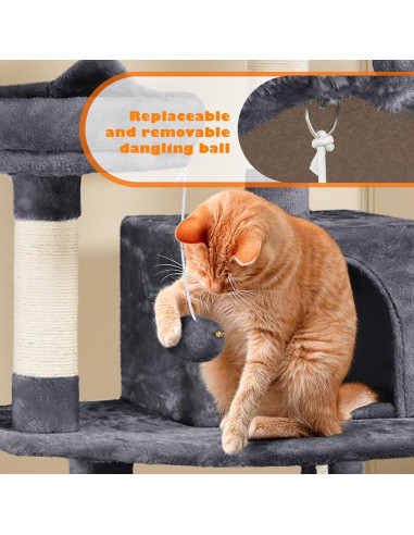 Torre para Gatos Yaheetech 158.75cm con Hamaca y Rascadores