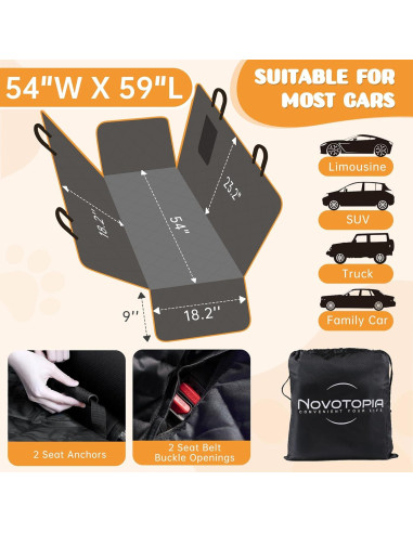 Funda de Asiento para Perros Novotopia Negra 137x150 cm Impermeable