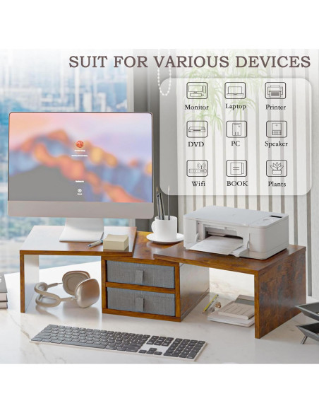 Soporte Doble Monitor TEAMIX DS421E con 2 Cajones Ajustables