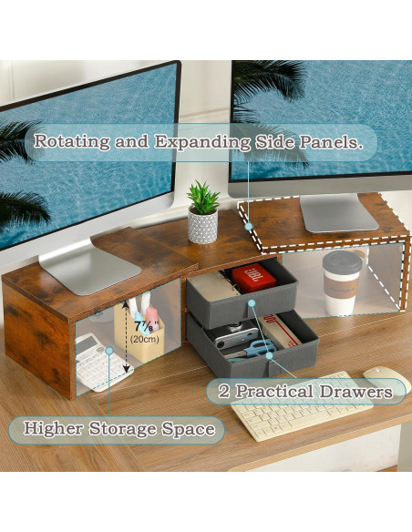 Soporte Doble Monitor TEAMIX DS421E con 2 Cajones Ajustables