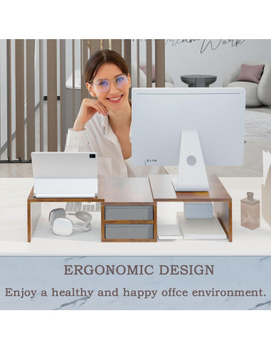 Soporte Doble Monitor TEAMIX DS421E con 2 Cajones Ajustables