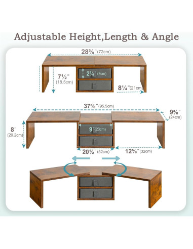 Soporte Doble Monitor TEAMIX DS421E con 2 Cajones Ajustables